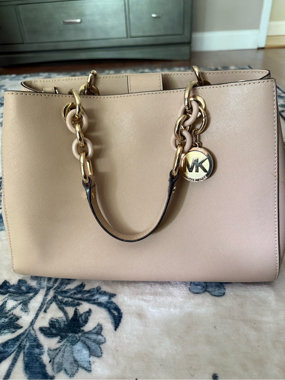 Michael Kors Blush Saffiano Leather Satchel with Gold Hardware